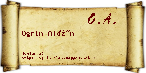 Ogrin Alán névjegykártya